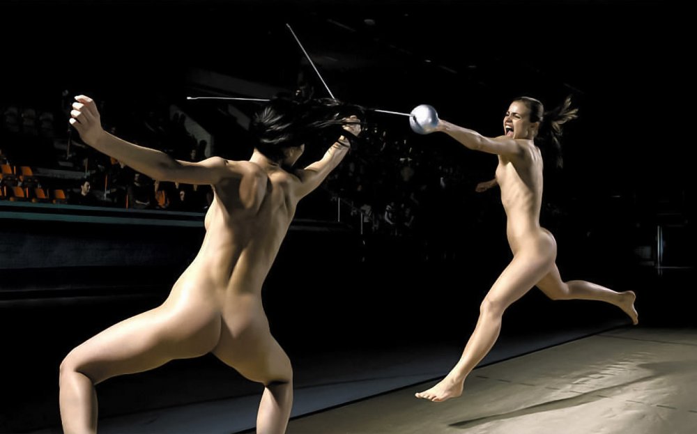 Erotic battle of naked athletes