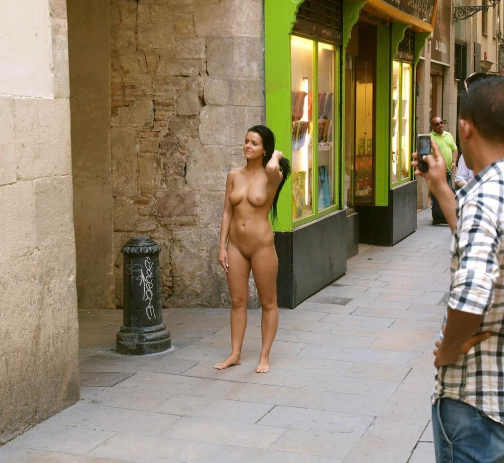 Naked people on the streets of the city