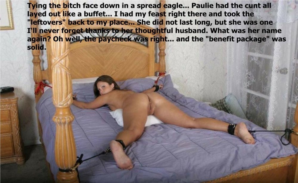 Naked women tied to bed