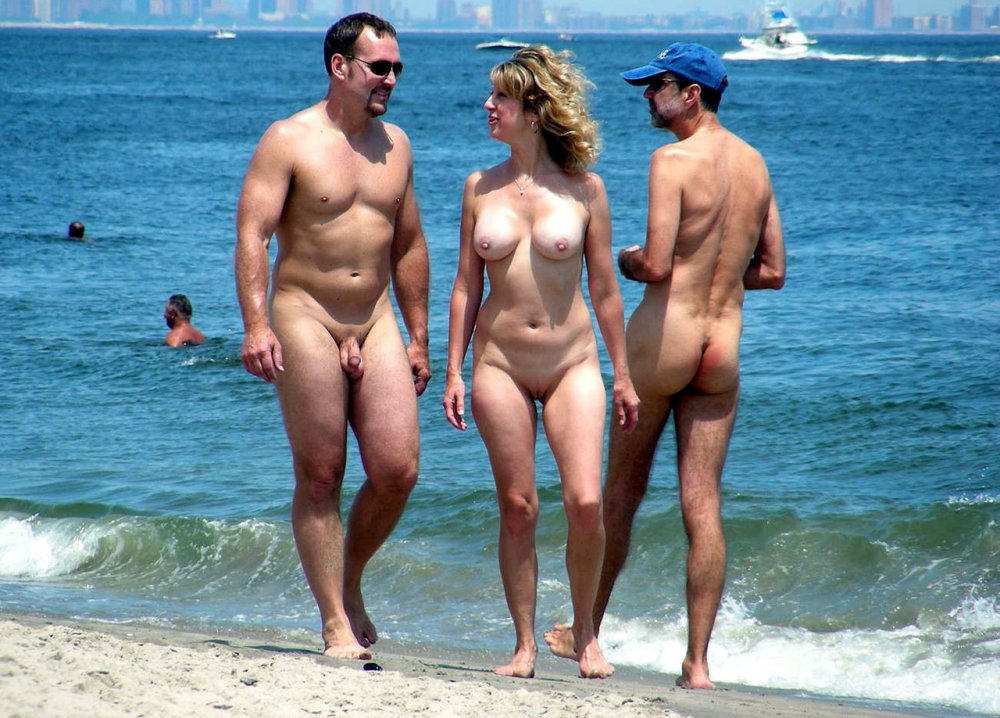 Naked people on a normal beach
