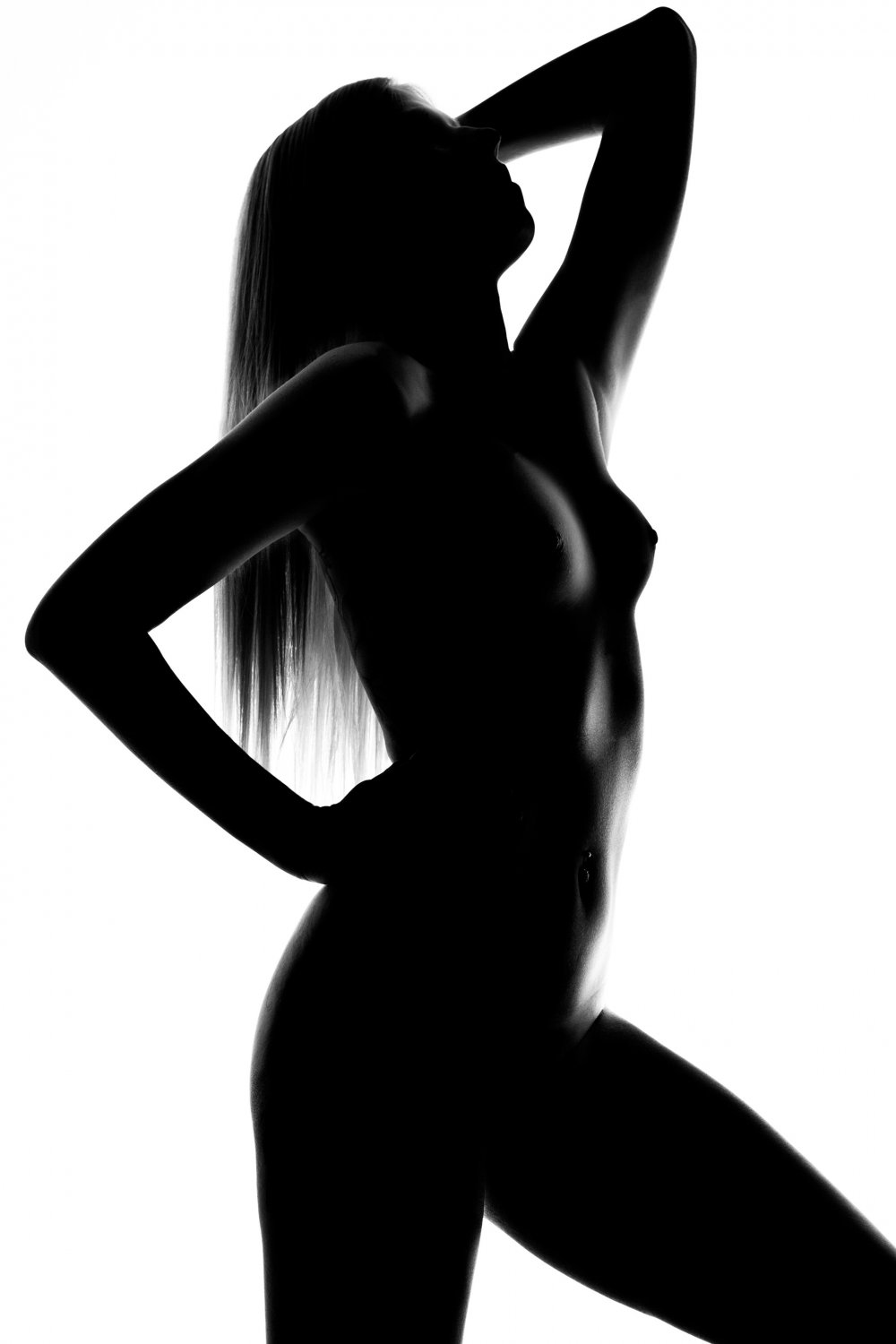 Naked woman on white background
