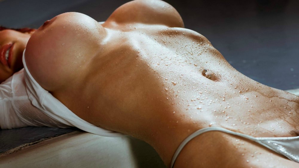 Wet naked female body