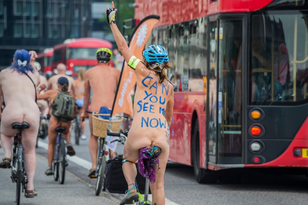 Cyclists Go Out for a Ride Complekely Naked in Bristol