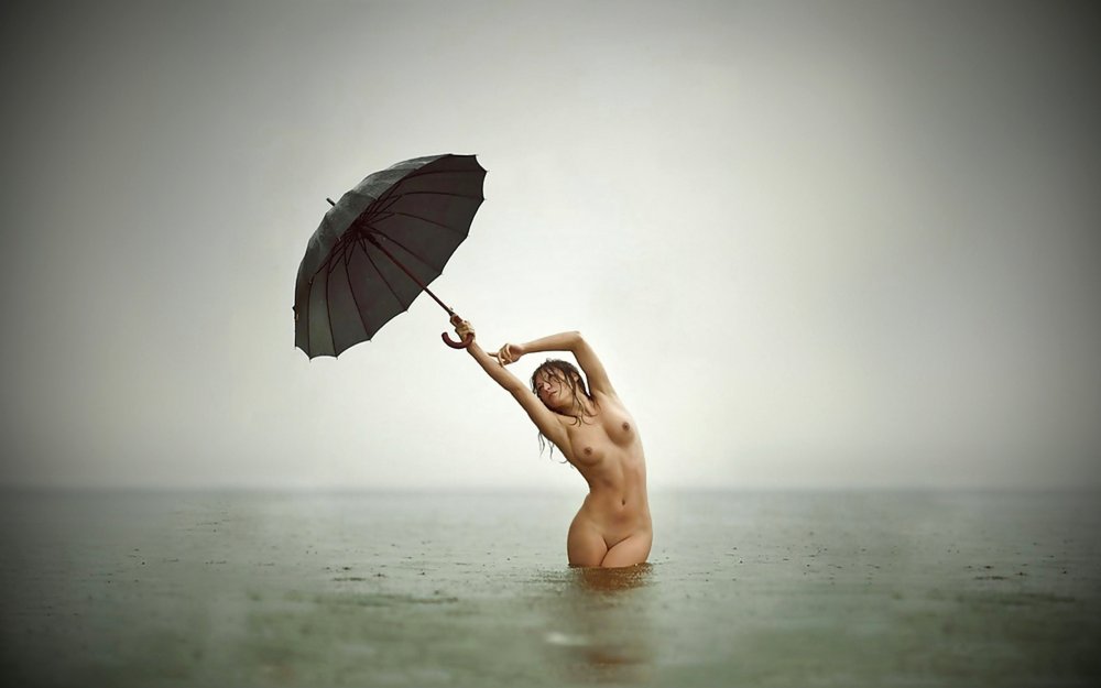 Girl with umbrella erotic photos