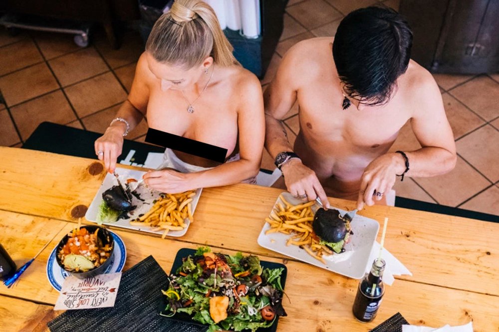 Restaurant with naked waitress
