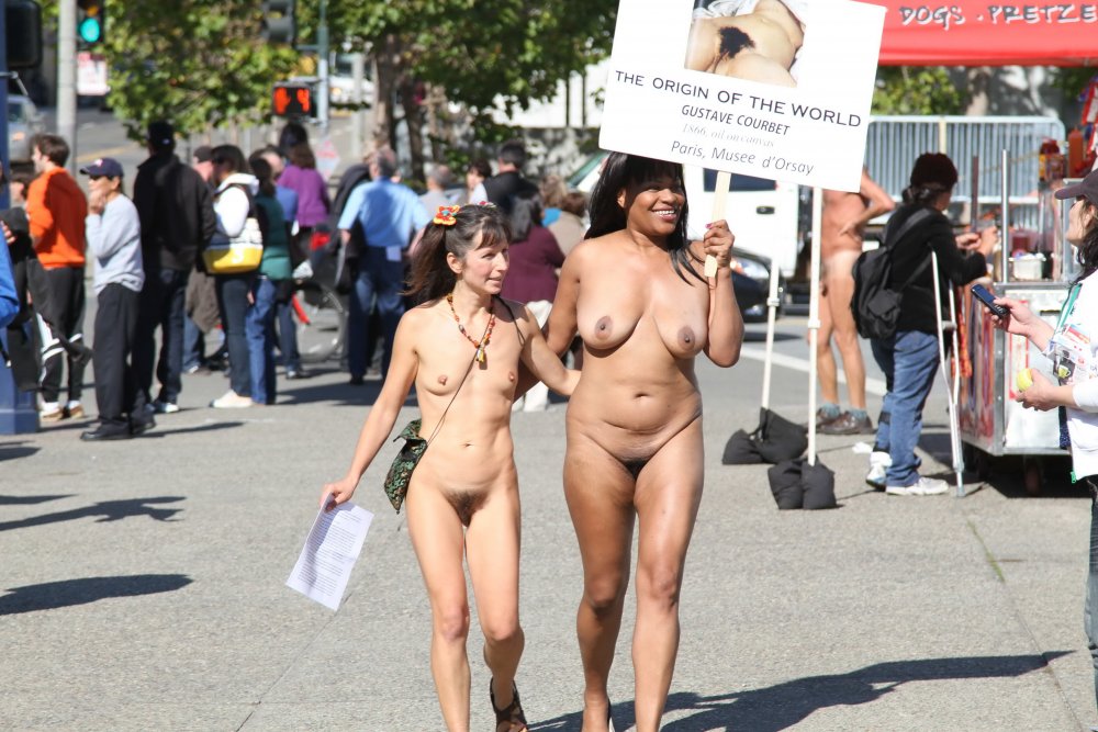 Demonstration of naked women