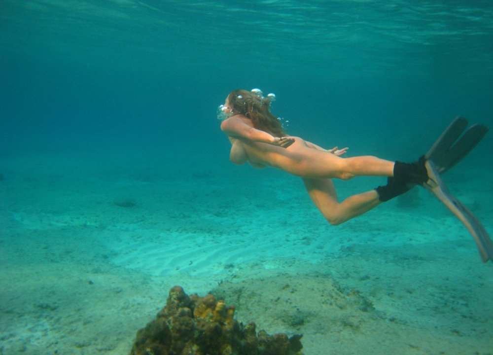 Diving topless