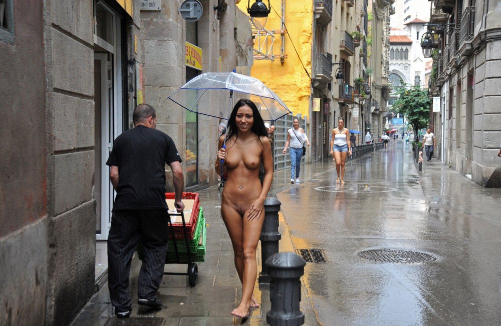 Naked women in English in the city