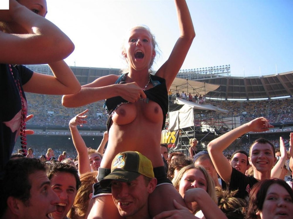 Woman undressed at the stadium