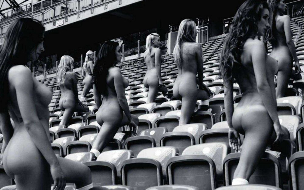 Naked women football players