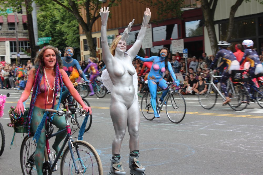 Parade of naked feminists