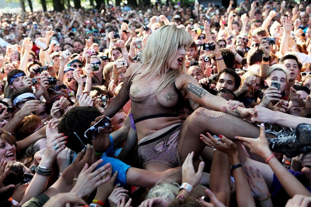 Lady Gaga jumped into the crowd from the scene