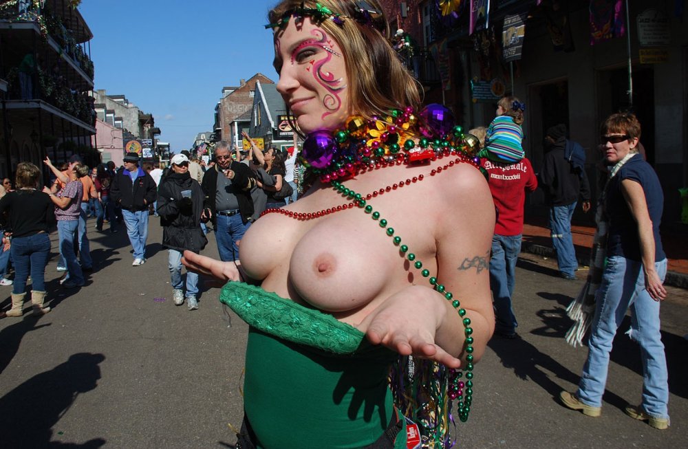 Showed bare breasts beads
