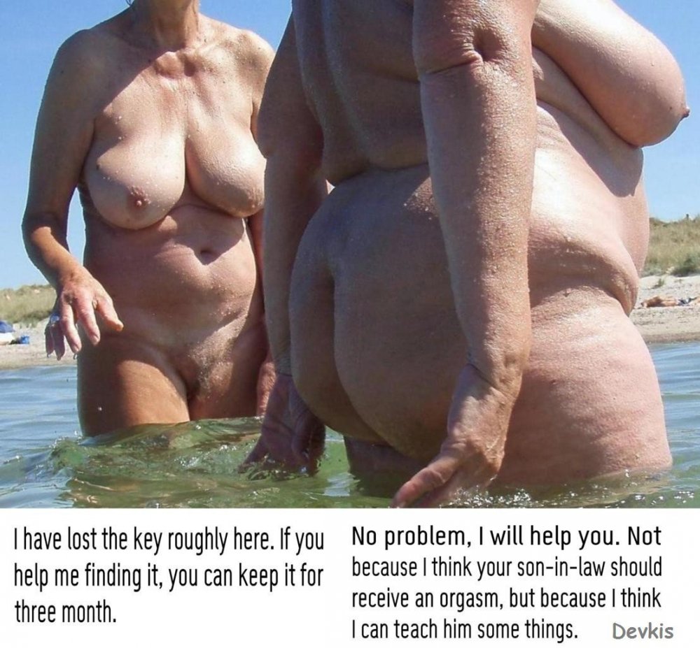 Naked old women on the beach