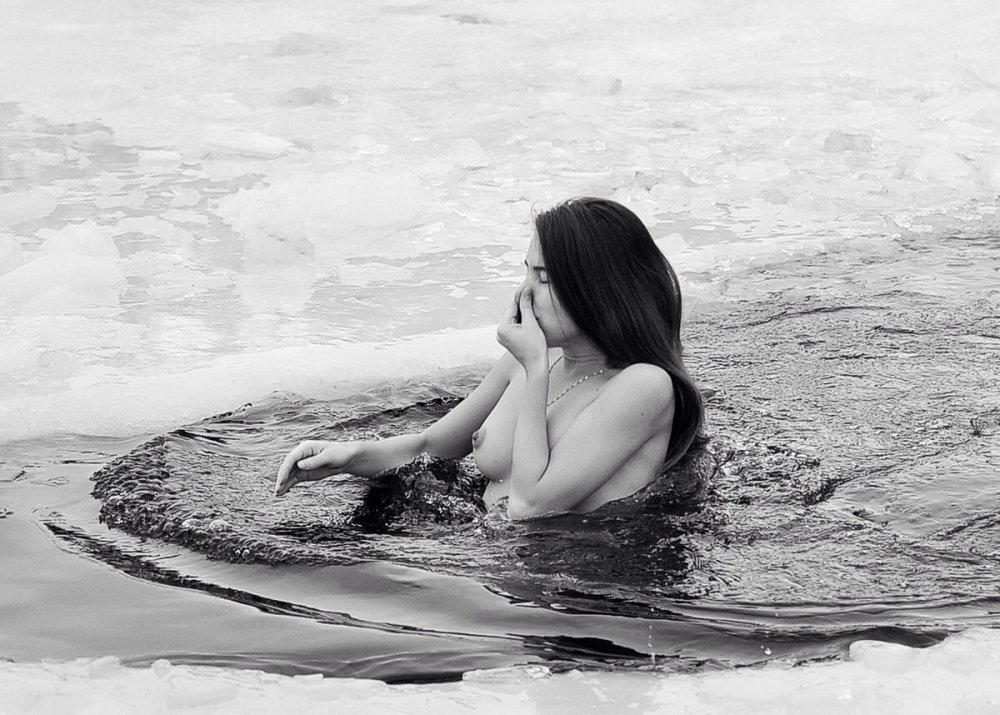 Girls swimming in the hole