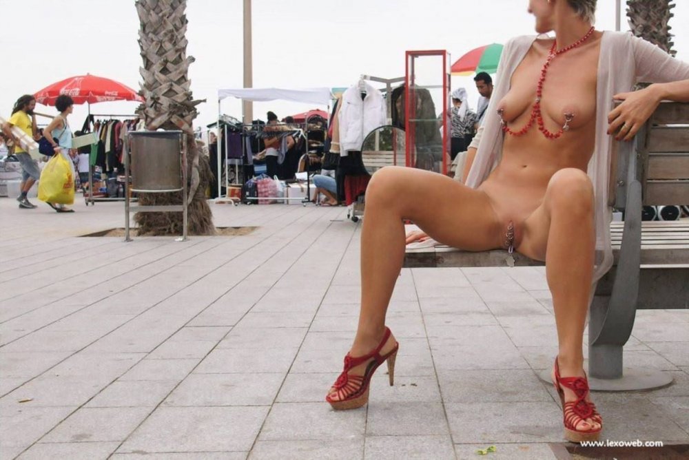 Naked girls with piercing publicly