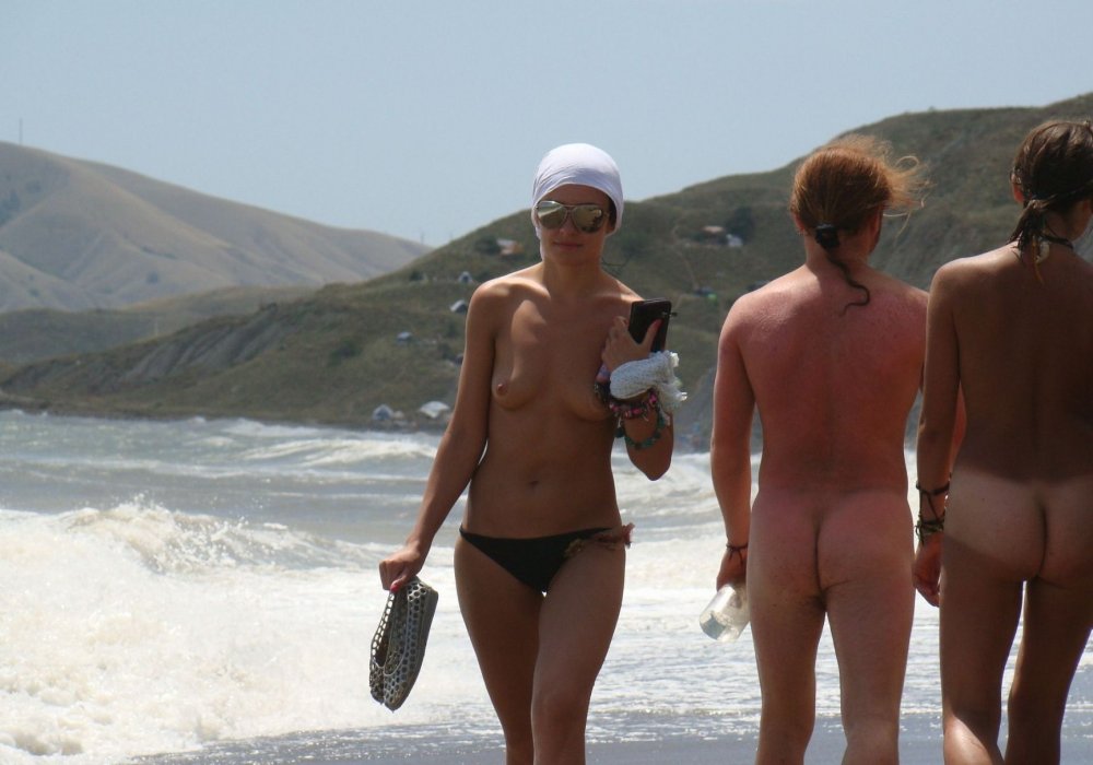 Nudist on a public beach