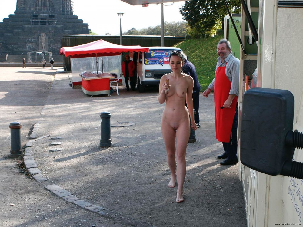 Naked girls walk around the city