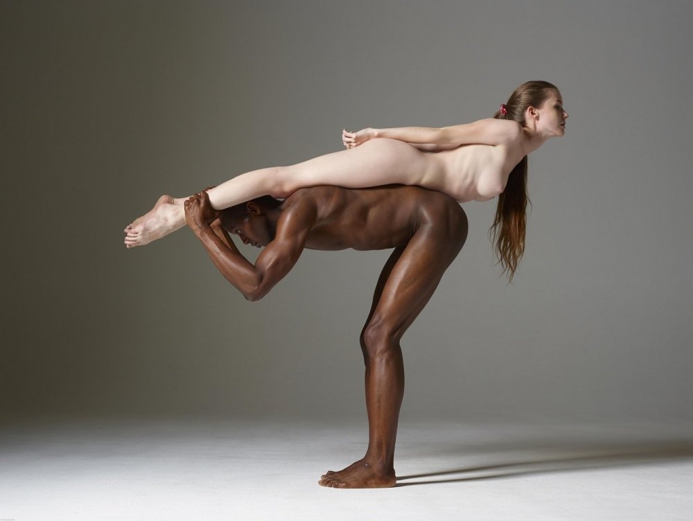 Naked male acrobatics