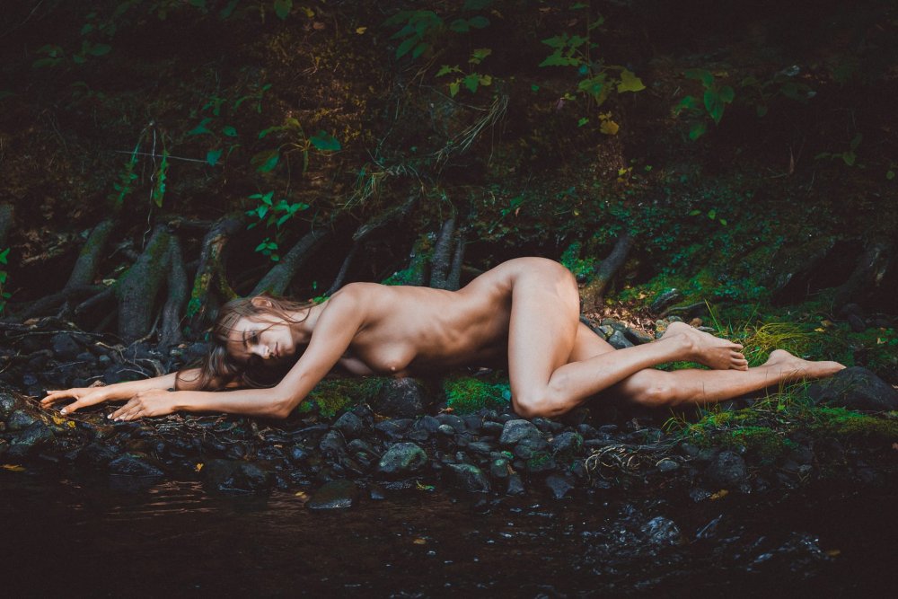 Forest nymph, in the nature of the nude