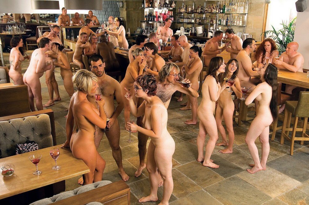 Nudists have fun