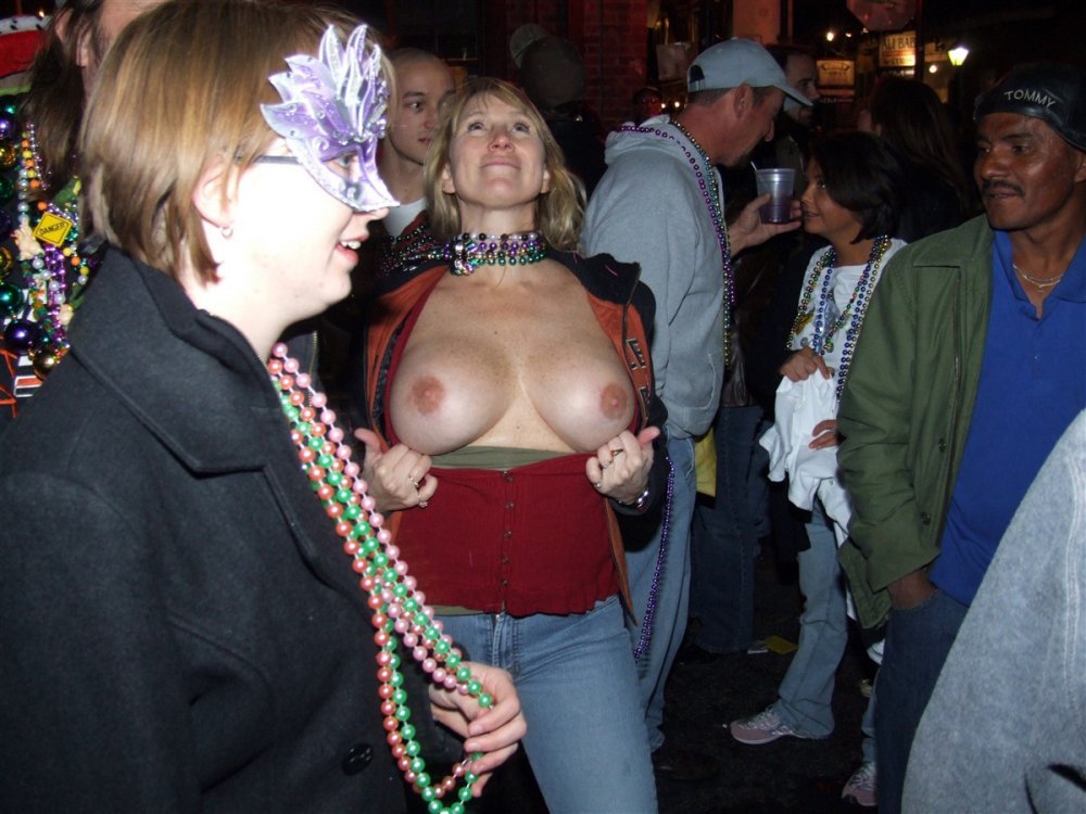 Huge natural boobs on Mardi Gra