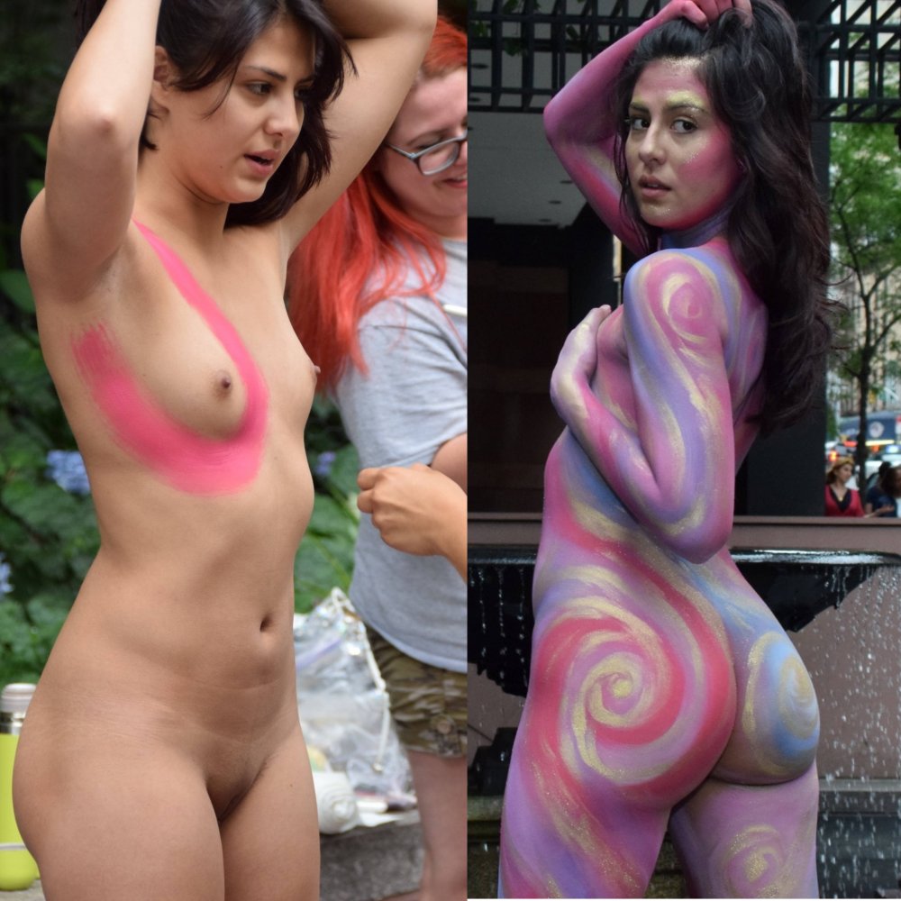Drawing on a naked female body
