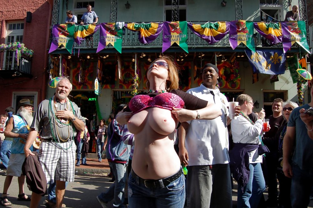 Naked boobs at the parade of the festival