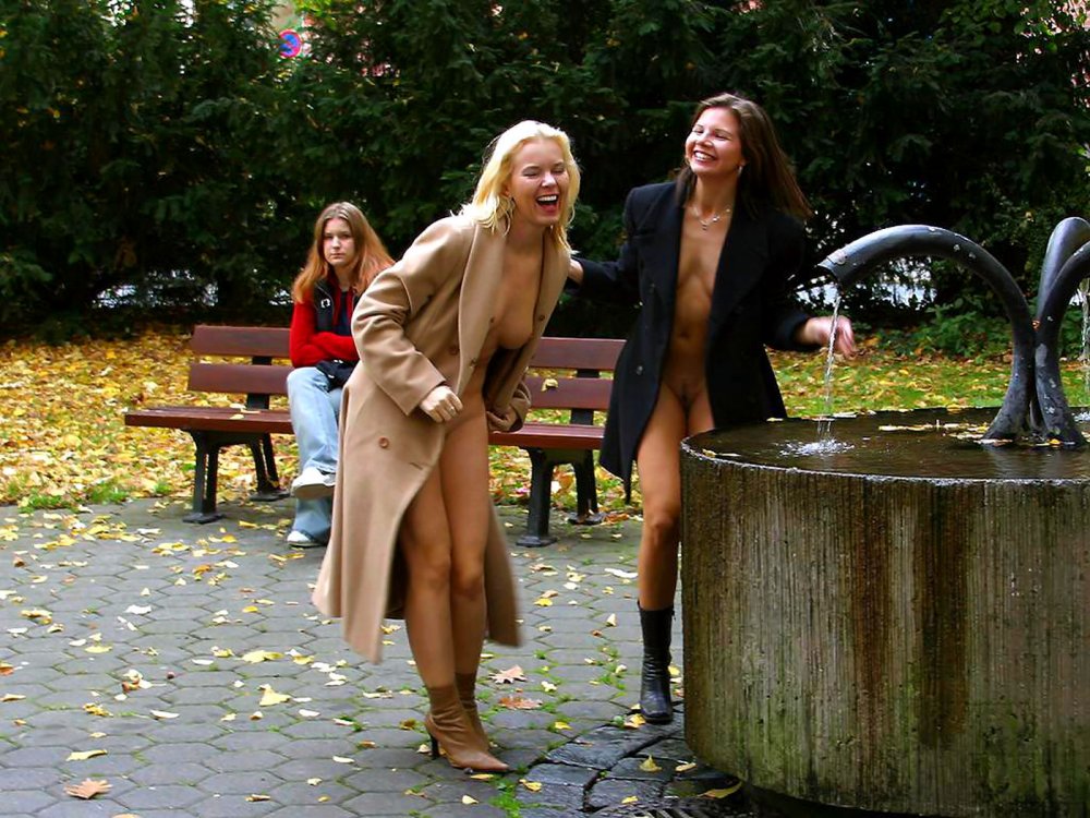 Clothed Female, Naked Female on the street