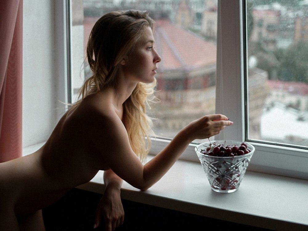 Coffee naked on the balcony