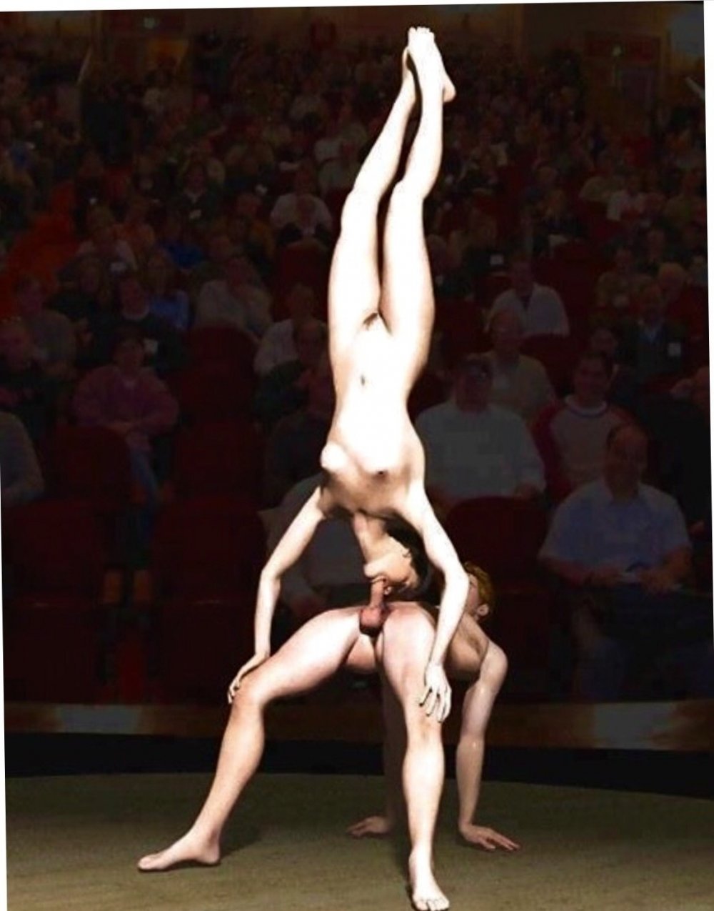 Naked circus acrobatics