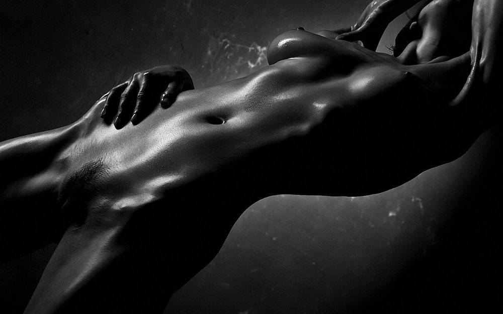 Black white nude in nature