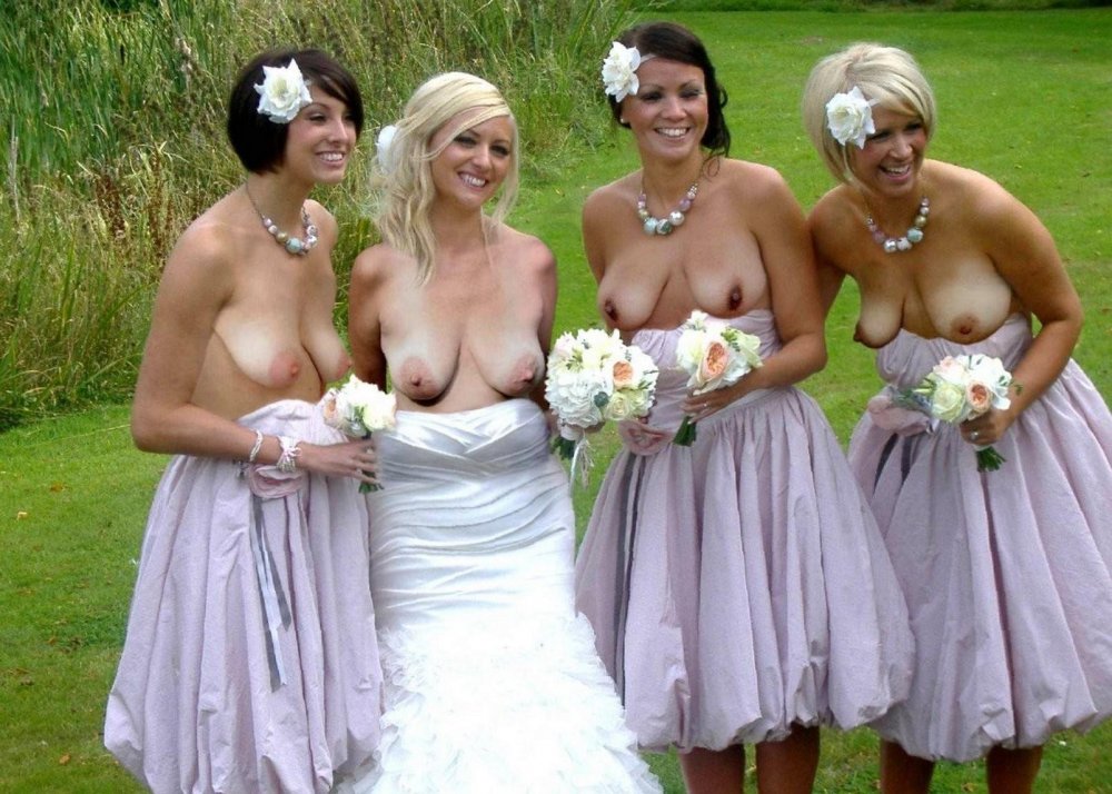 Naked women in a wedding dress