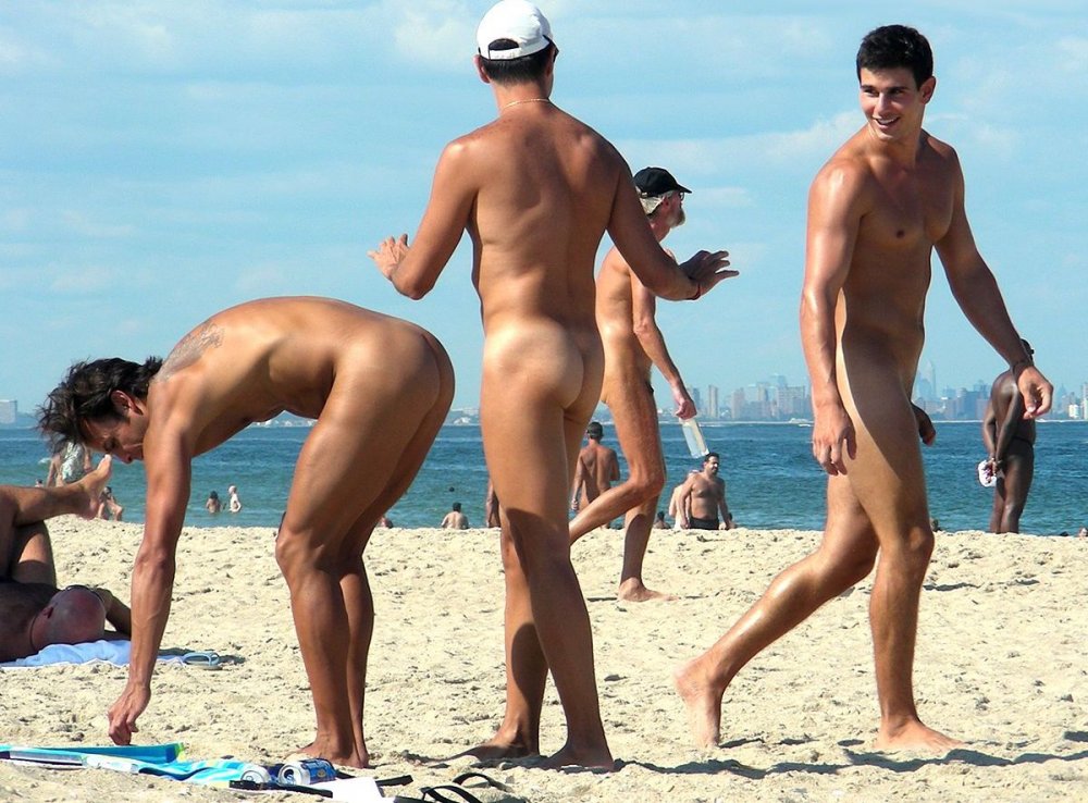 Naked guys on a nudic beach