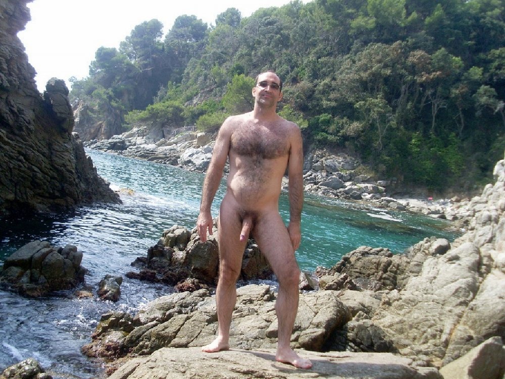 Naked guys on the seashore