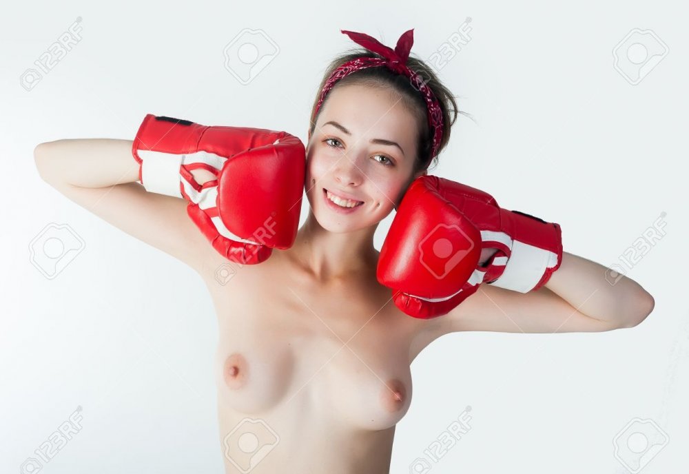 Women's box with bare breasts
