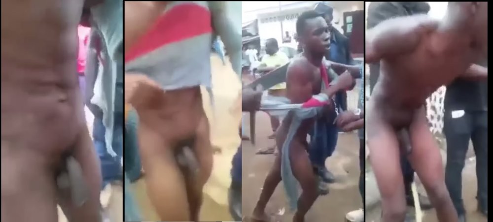 African Thief Stripped Humiliated in Public