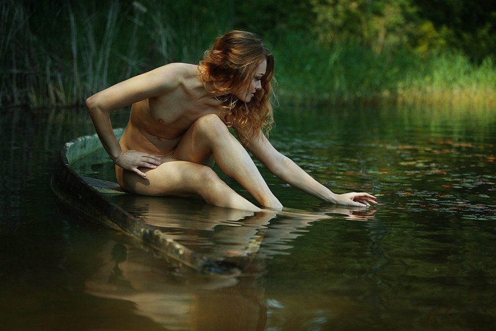 Naked on the riverbank