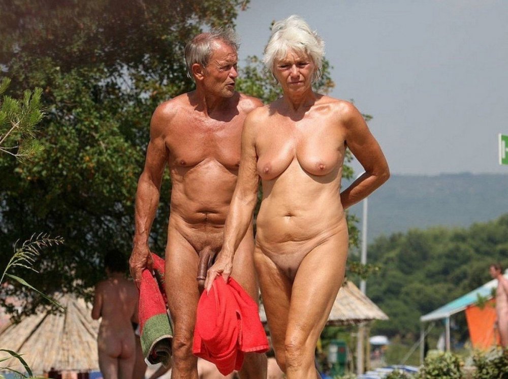 Naked elderly couples on the beach