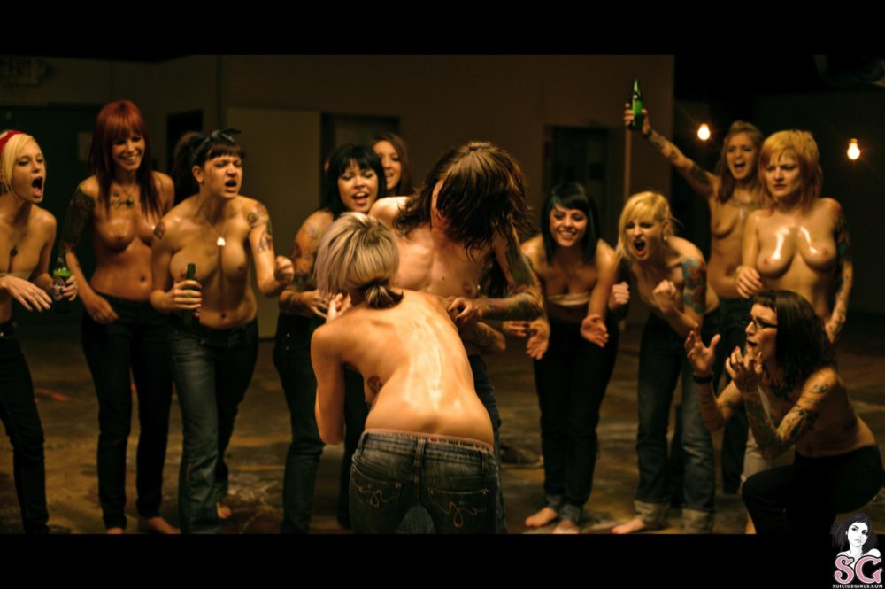 Naked female fighting club