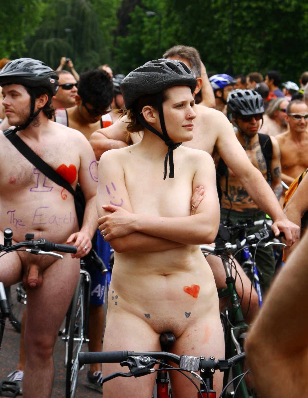 At the parade without panties naked