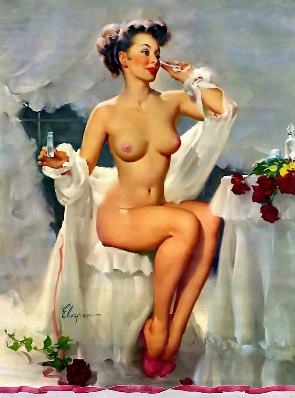 Jill Elvgren paintings in a harem