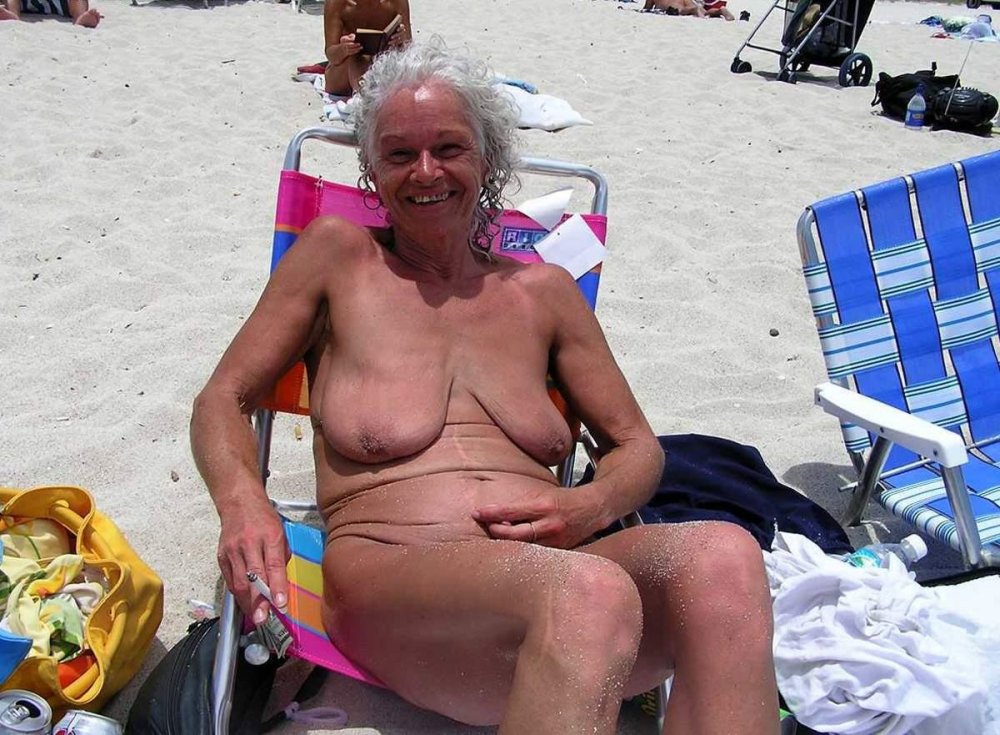 Granny Topless on the beach