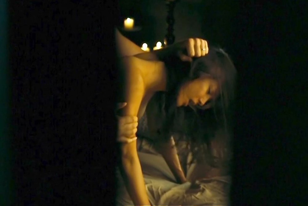 Naked Kelly Hu in stockings shoes