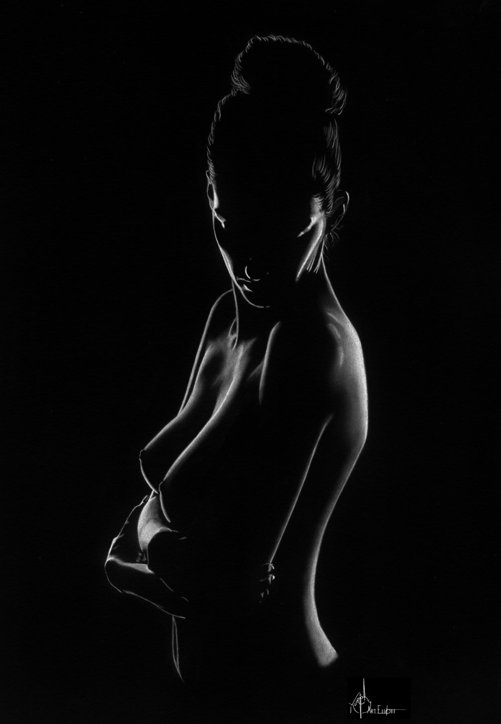 Girl Nude from the back in the studio