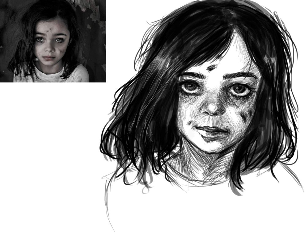 Blogger drawings with a pencil for sketching