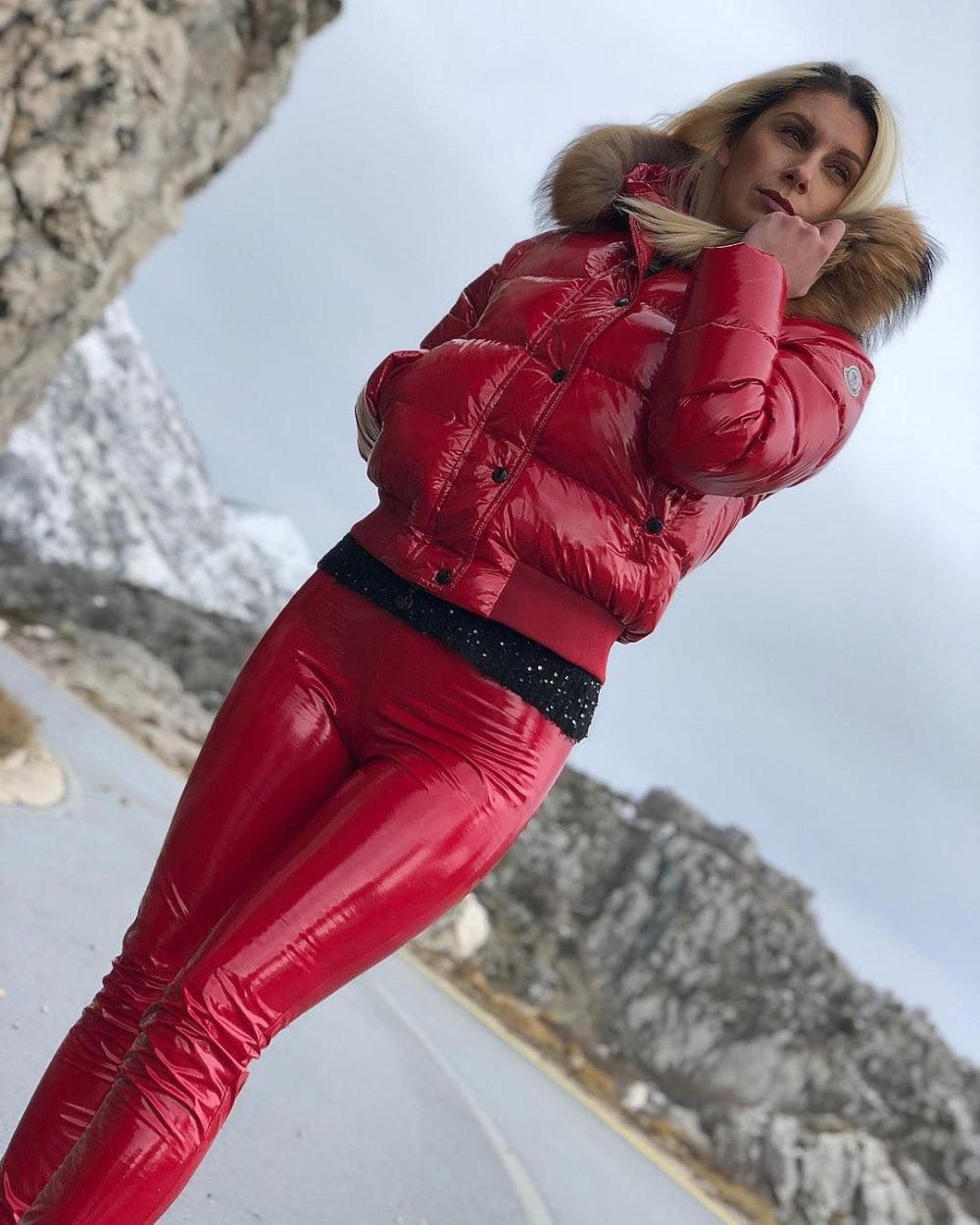 Shiny women's jackets with leggings