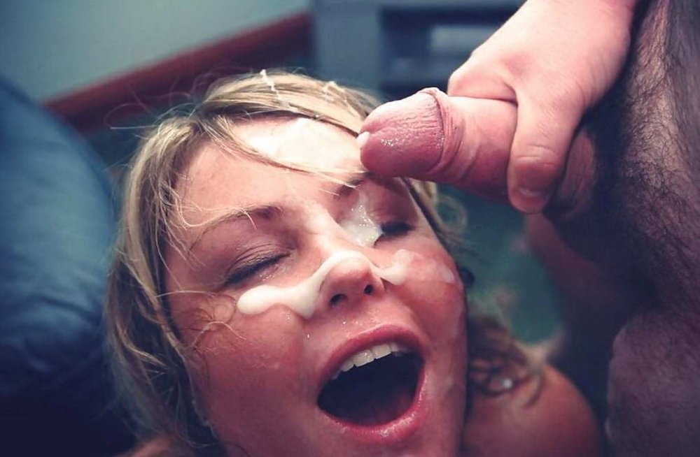 Japanese TV presenter cum on the face