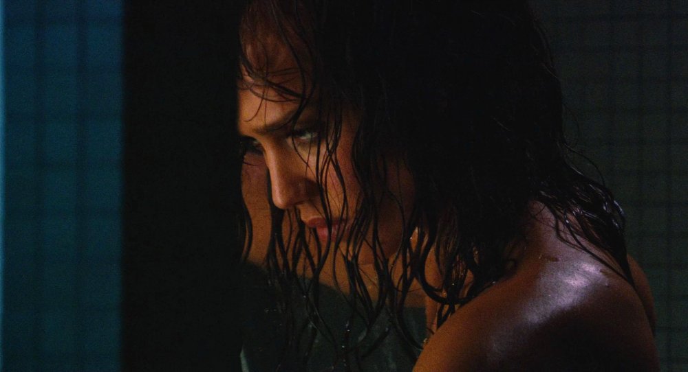 Jessica Alba in Machete's film in the shower