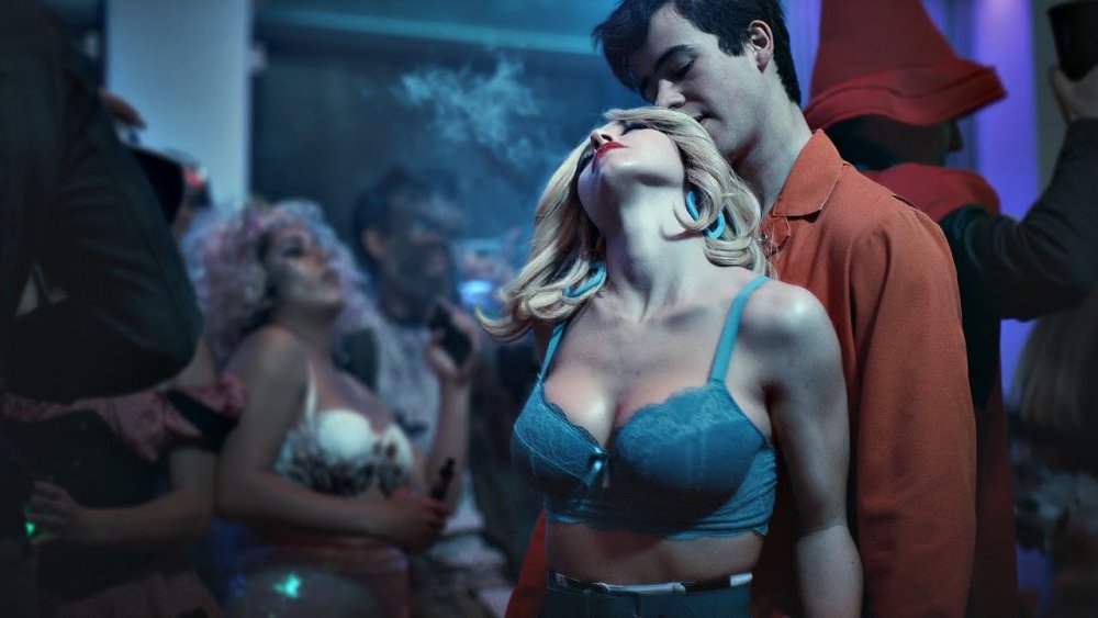 Girls with a beautiful figure dark background